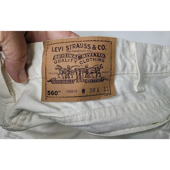 Levi's 560 Orange Tab Size 38 Shorts Vintage 90s Denim Jean USA Raw White Denim‎ - Picture 11 of 16